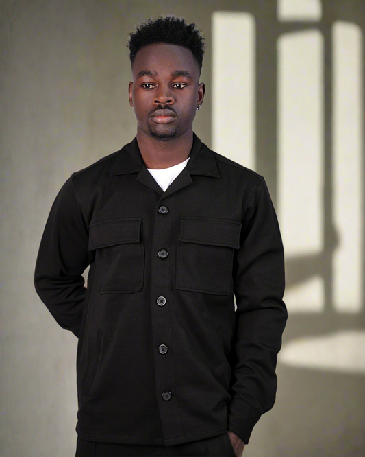 2H #8008 Black Lightweight Casual with Pockets Jacket