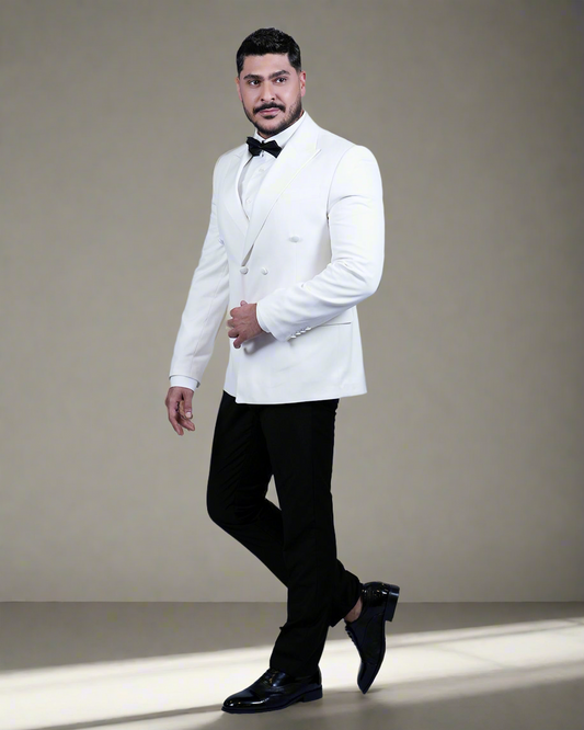 2H #260425 White Double breasted Suit