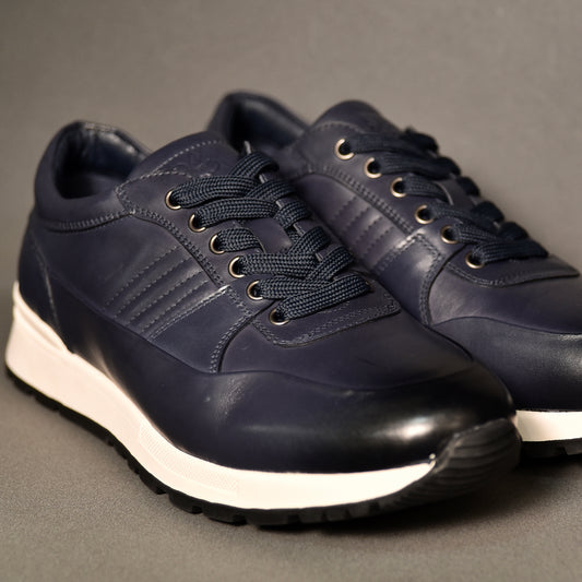 2H #S07941-1101-325 Genuine Leather Navy Casual Shoes