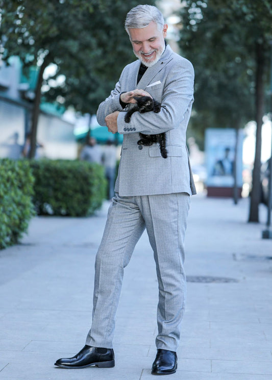 2H #119-1 Gray Double Breast Suit 2 Pieces