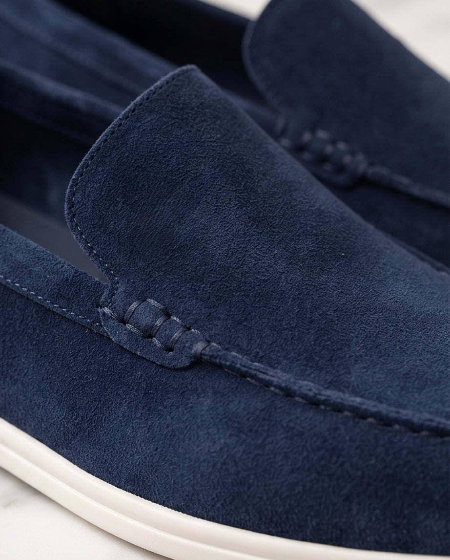 2H #17G Genuine Leather Chamois Navy Casual Shoes