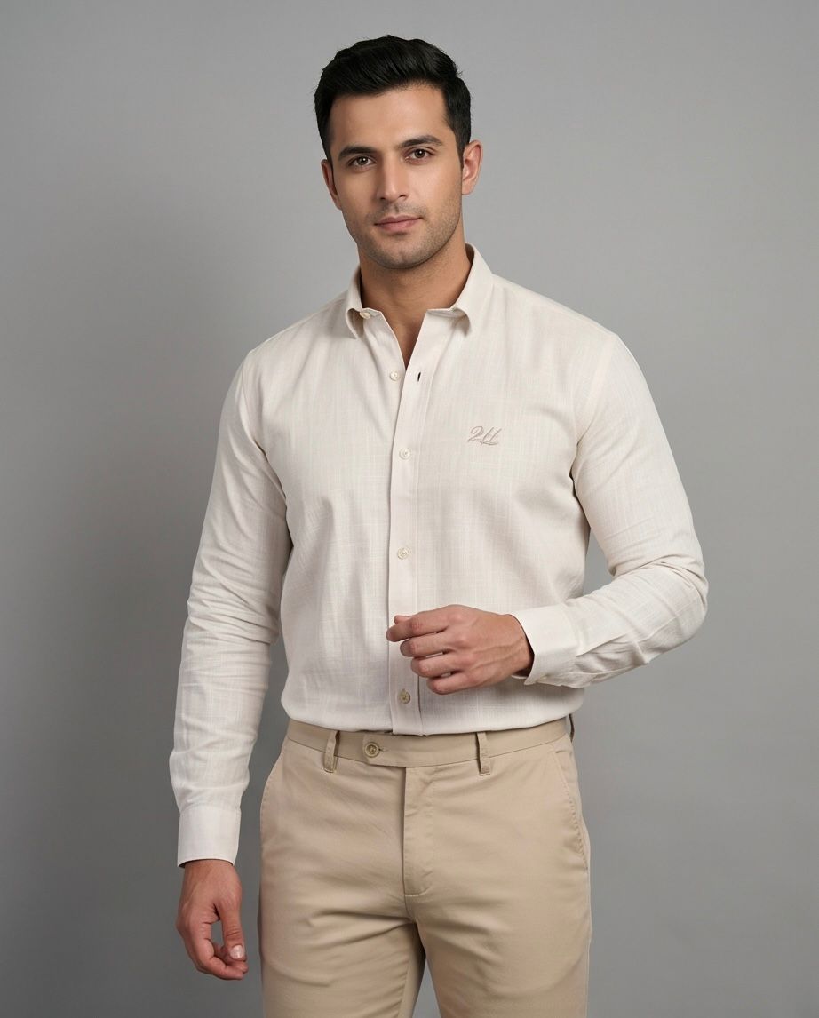 2H #260425 Beige Linen Shirt