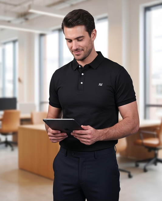 2H #CX.2101 Black Polo T-shirt