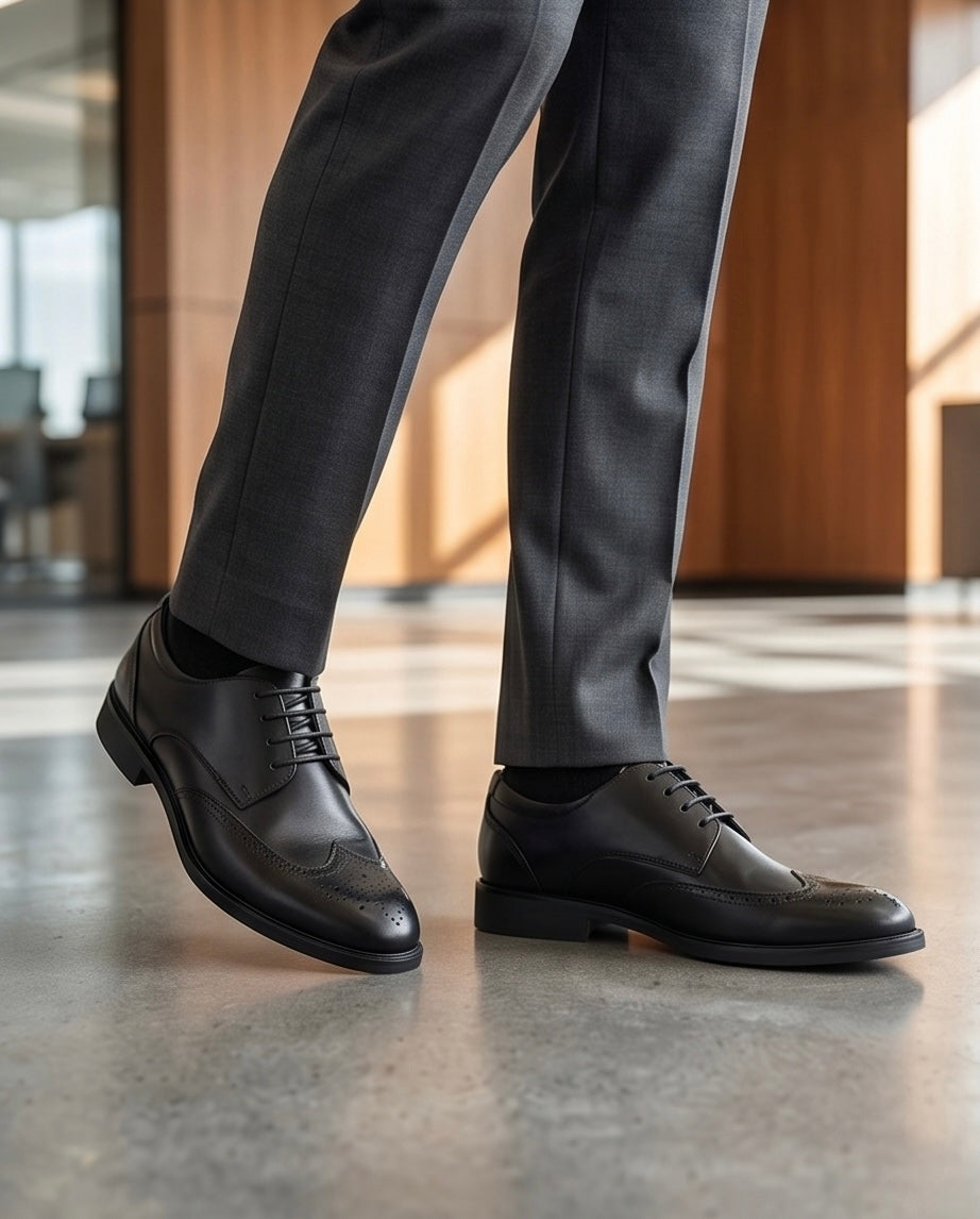 2H #JSL110-2 Black Formal Shoes
