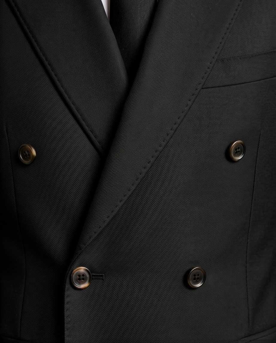2H #001-1005-9 Double Breasted Charcoal Black Formal suit