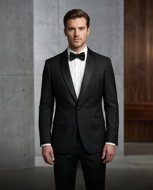 2H Black Wedding Suit