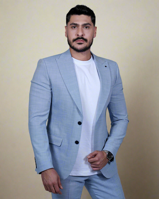 2H #150325-C4 Light Blue Casual Suit