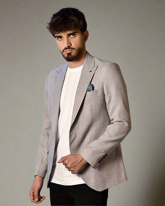 SALE! 2H #110-02 Gray Tweed One Button Blazer