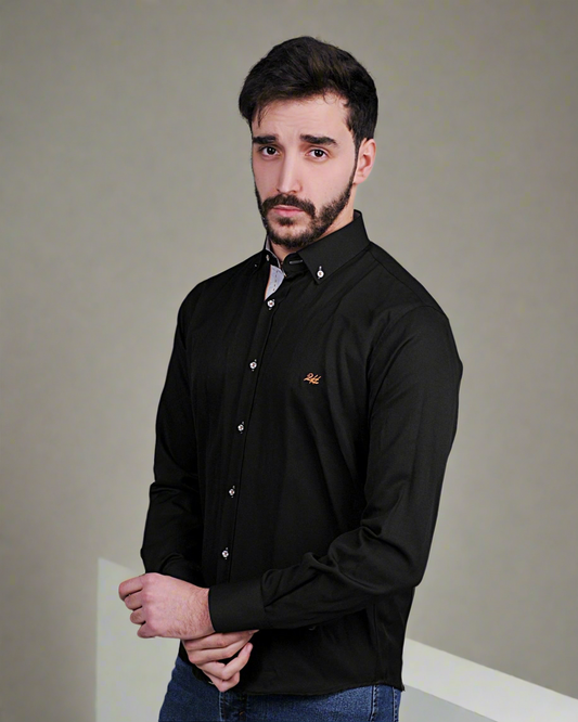 2H #080124 Black Casual Shirt