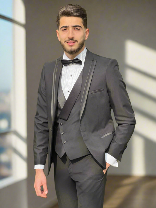 2H Black Wedding Suit 2 Pieces