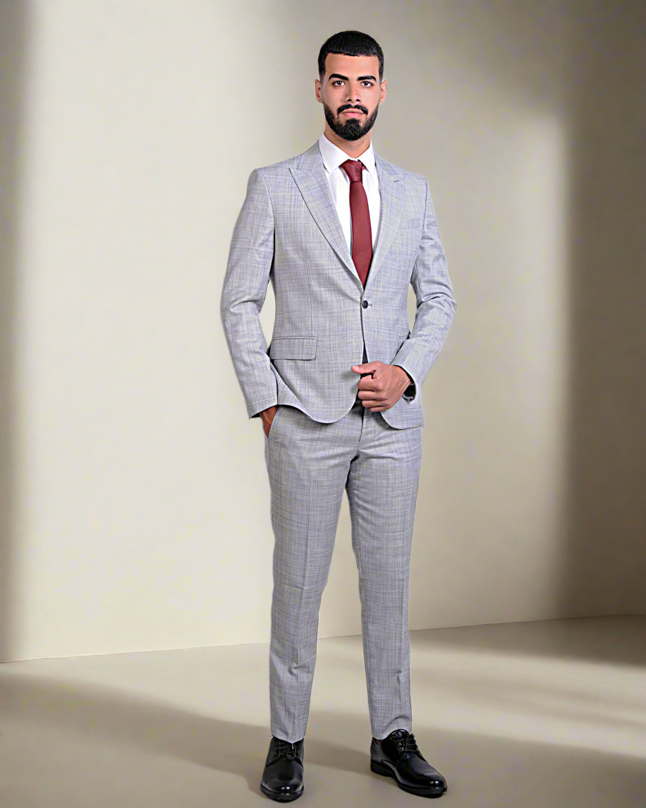 2H #1491-6 Light Gray Casual Suit