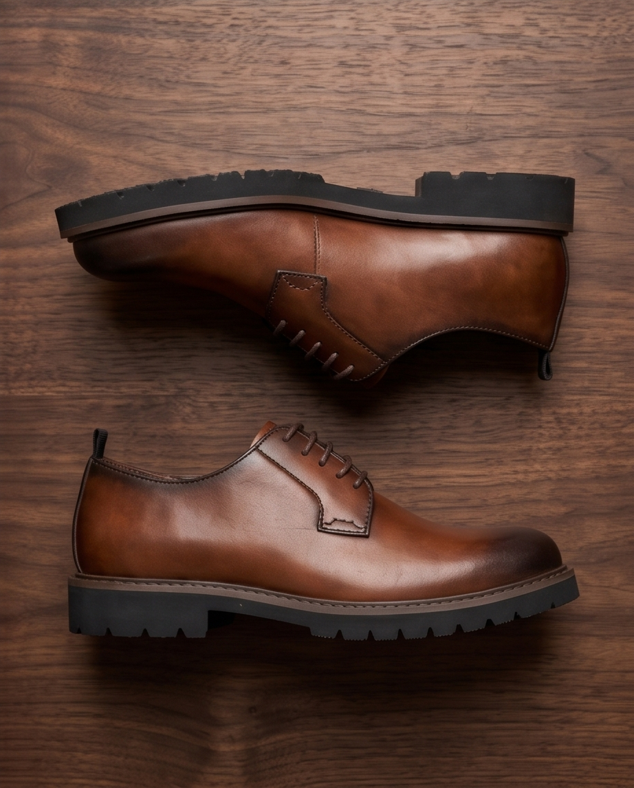 2H #006 Genuine Leather Brown Formal Shoes