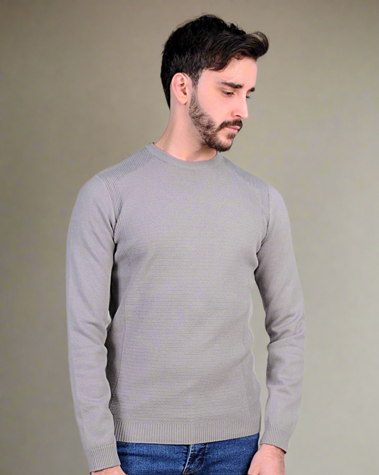 SALE! 2H #46040 Gray Pure Cotton Round Neck Sweater