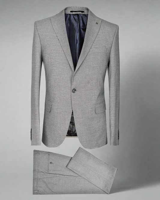 SALE! 2H Gray Plaid Fabric Suit 2 Pieces