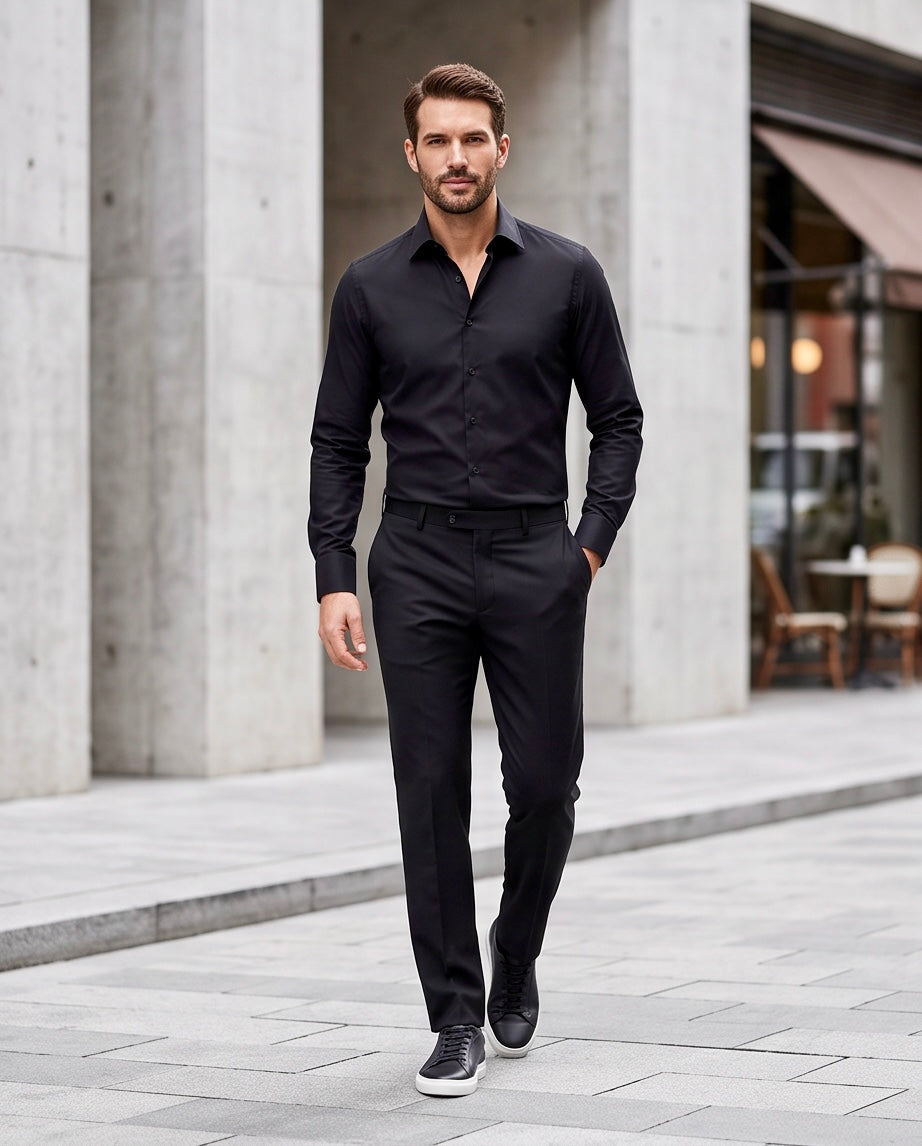 2H #11000063 Black Formal Shirt
