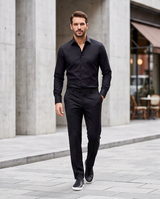 2H #11000063 Black Formal Shirt