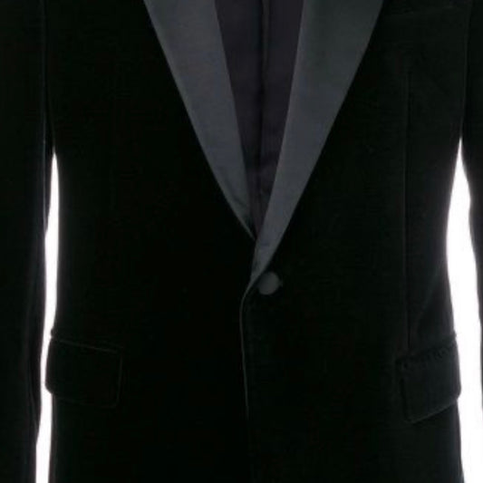 2H Black Chamois Wedding Suit Peack Lapel Satin 2 Pieces