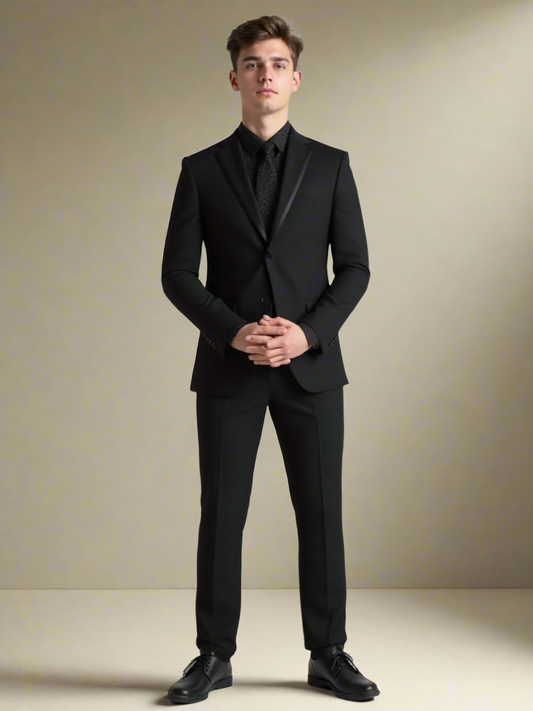 2H Black Wedding Suit