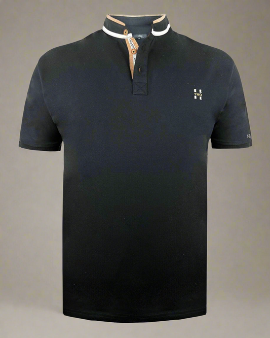SALE! 2H #77041 Black Stand Up Collar T-shirt