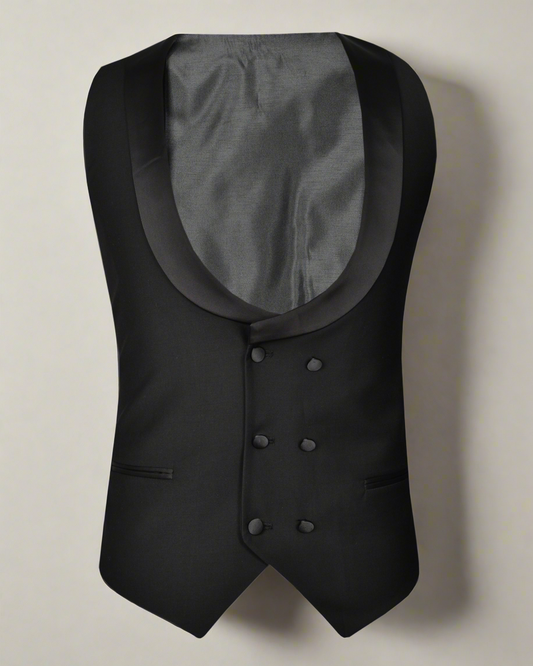2H Black Tuxedos Shawl Lapel Vest