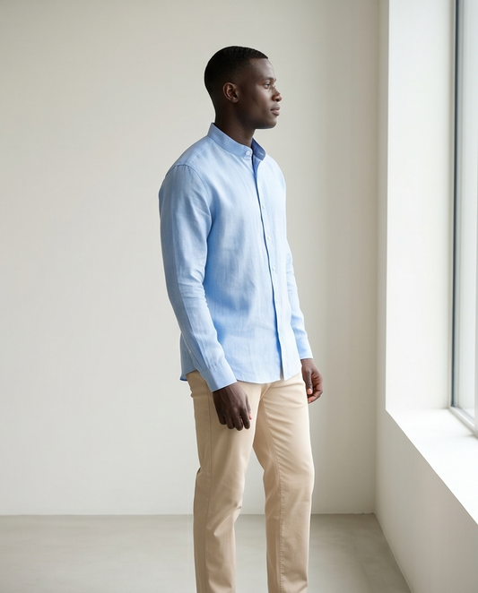 2H #8052025 Light Blue Linen Shirt