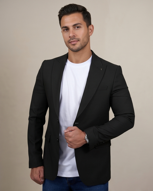2H Black Two Button Blazer