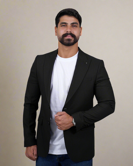 2H Black Two Button Blazer