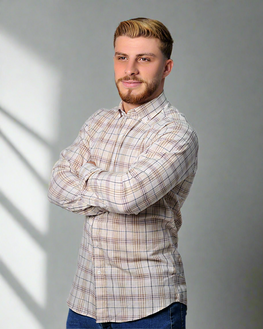 SALE! 2H Squared Light Beige Casual Shirt
