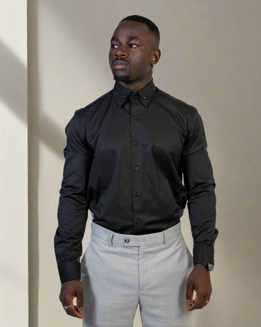 2H Black Classic Shirt With Pin