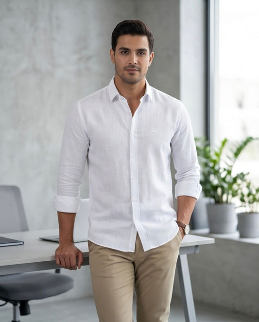 2H #260425 white Linen Shirt
