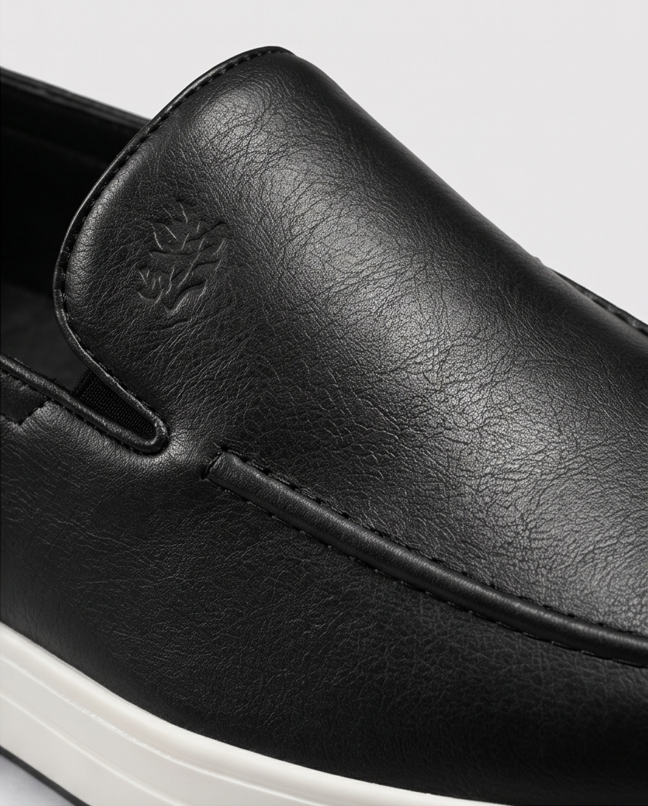 2H #03G Genuine Leather Black Casual Shoes