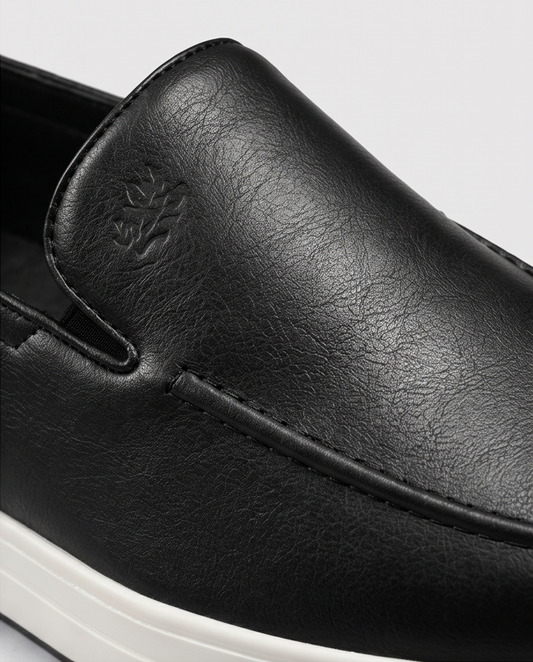 2H #03G Genuine Leather Black Casual Shoes