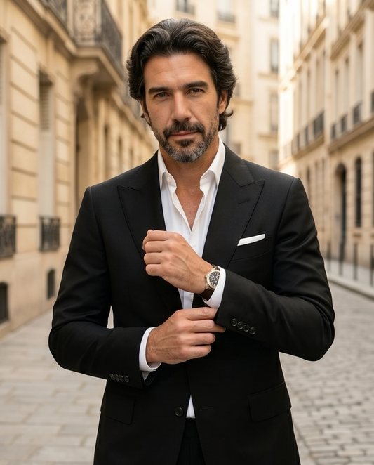 2H Black Casual Plain Suit