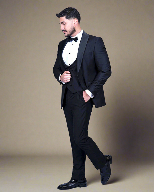 2H Black Wedding Suit 2 Pieces