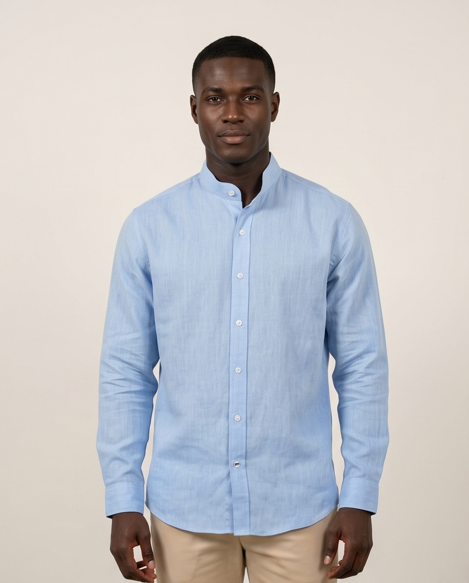 2H #8052025 Light Blue Linen Shirt