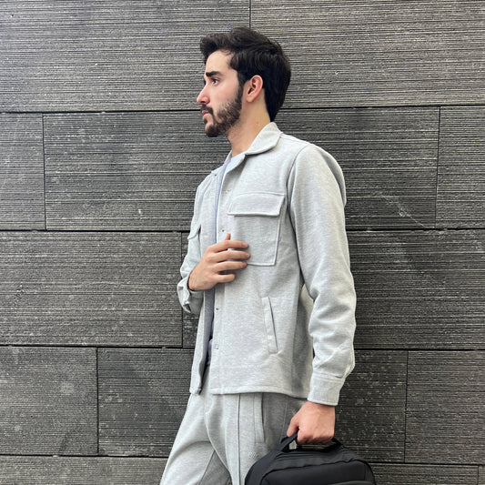 SALE! 2H #8008 Light Gray Cotton with Pockets Casual Jacket