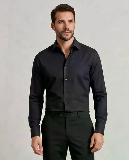 2H #11000063 Black Formal Shirt