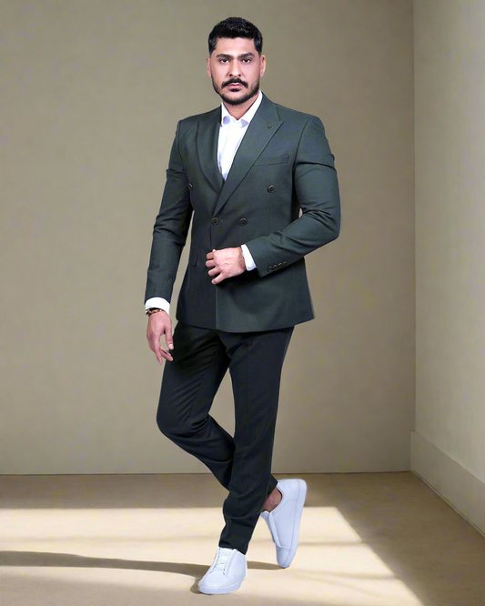 2H #160325-C3 Army Double breasted Suit