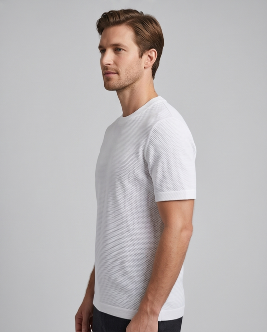2H #454 White Knitted T-Shirt