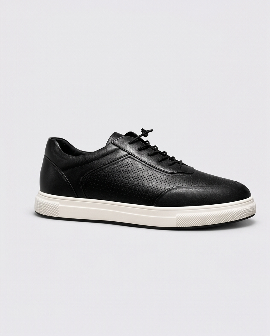 2H #05G Genuine Leather Black Casual Shoes