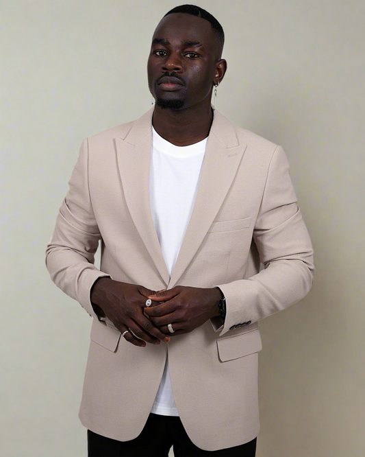 2H #26924 Beige One Button Blazer