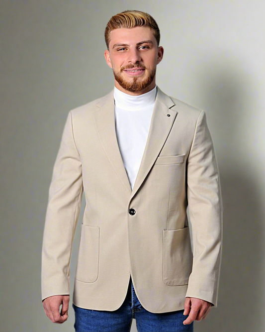 2H #24-01 Beige Tweed One Button Blazer