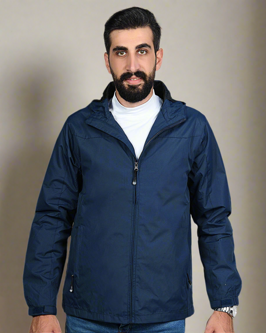 2H Navy Hooded Lightweight Casual Jacket