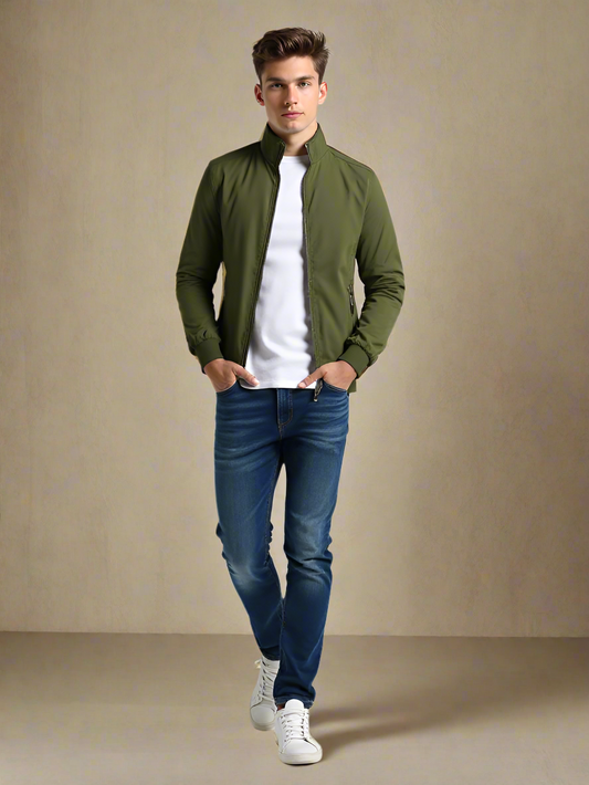 2H Olive Green Lightweight Casual Jacket