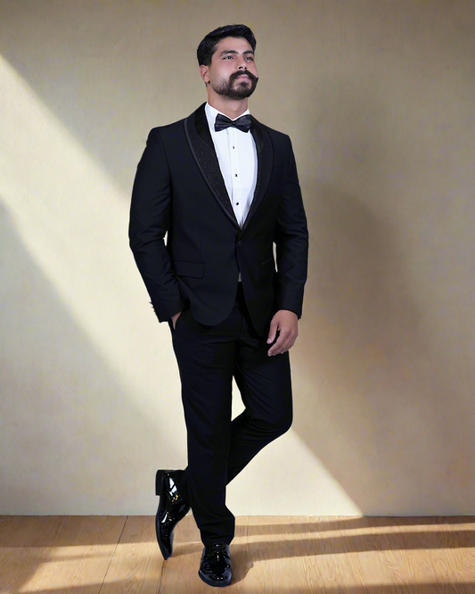 2H Black Wedding Suit 2 Pieces