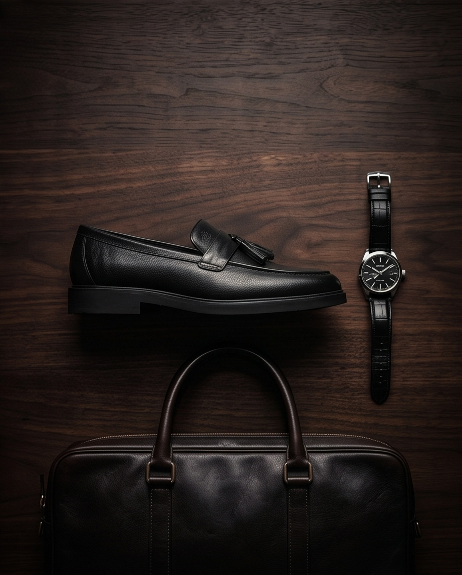 2H #14G Genuine Leather Black Formal Shoes