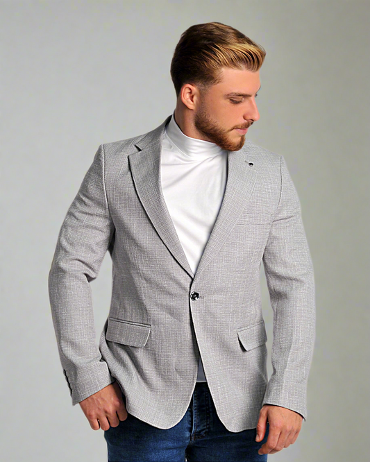 SALE! 2H #24-01 Gray Tweed One Button Blazer