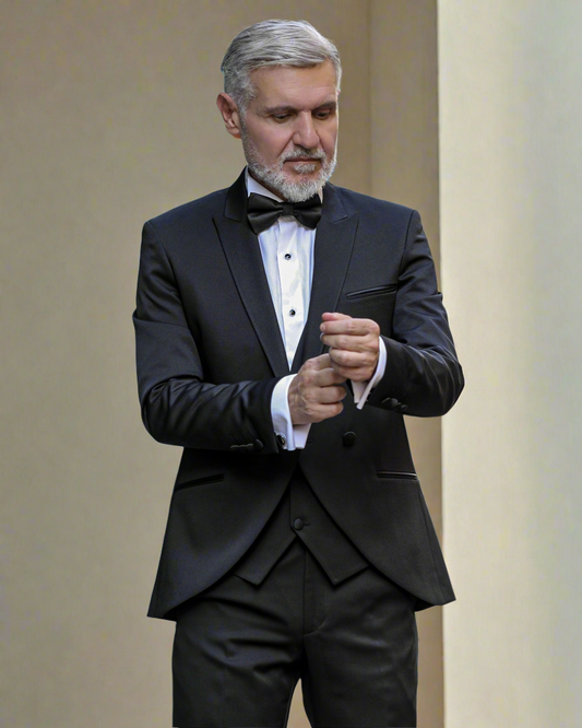 2H Black Wedding Suit 2 Pieces