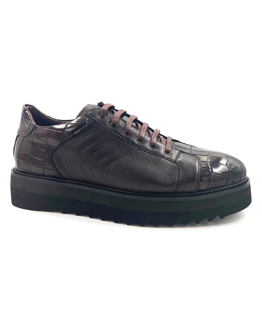 2H #S8018-99 Genuine Leather Brown Casual Shoes