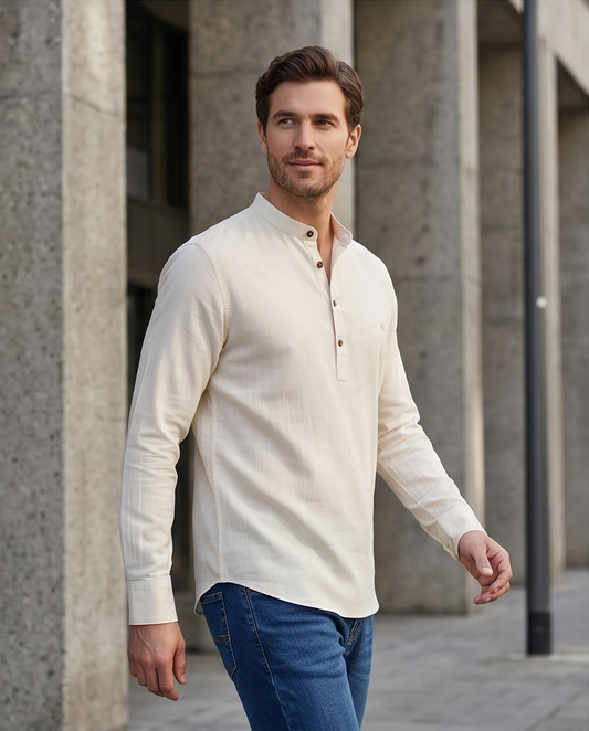 SALE! 2H Beige Linen Three-Button Shirt